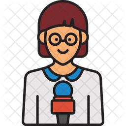 Female Reporter Icon - Download in Colored Outline Style