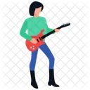 Female Rock Star Playing Guitar Guitar Player Icon