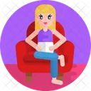 Female Seat On Sofa  Icon