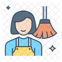 Female Sweeper House Work Sweep Floor Icon