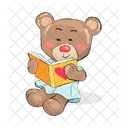 Female Teddy-Bear Read Book with Heart Sign  Icon