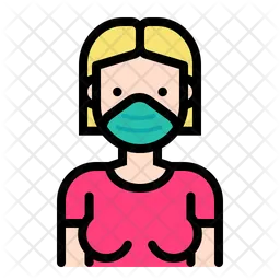 Female Wear Medical Mask  Icon