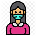 Female With Facemask  Icon