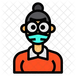 Female With Facemask  Icon