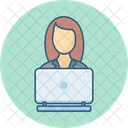 Female Working Computer Female Icon