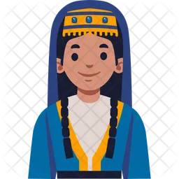 Femme en vêtements traditionnels turkmènes  Icône