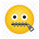 Fermeture Eclair Bouche Visage Visage Emoji Icône