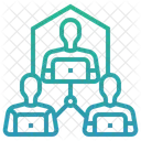 Fernarbeit Arbeiter Besprechung Symbol