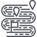 Carte Routiere Route Courbe Suivi Routier Icône