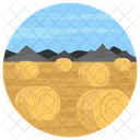Field Landscape Hay Bale Countryside Icon