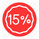 Fifteen Percent Percent Discount Icon