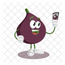 Fig Logo Mascot With Selfie Pose Icon