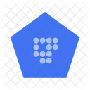 Figura del pentágono azul con puntos.  Icono