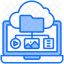 File Management Laptop Cloud Storage Icon