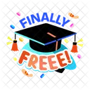 Finally Free Graduation Cap Icon