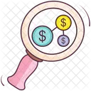 Financial Research Money Research Finding Money Icon