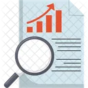 Finanzielle Diagrammanalyse mit Lupe  Symbol