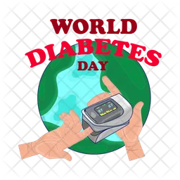 Finger hand in glucometer with world diabetes day  Icon