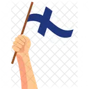 Finland Hand Holding Nation Symbol Icon