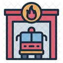 Fire Station Building Fire Truck Icon