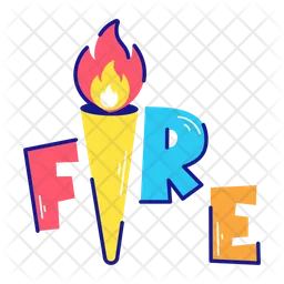 Fire Typography  Icon