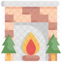 Fireplace Christmas Tree Icon