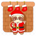 Fireplace Red Sloth Santa Claus Icon