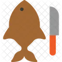 Fisch Und Messer Fischschneiden Fischgerichtzubereitung Symbol