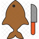 Fisch Und Messer Fischschneiden Fischgerichtzubereitung Symbol