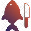 Fisch Und Messer Fischschneiden Fischgerichtzubereitung Symbol