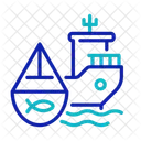 Fischereifahrzeug Fischerboot Trawler Symbol