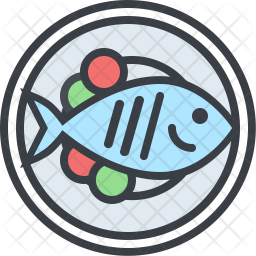 Fish Icon - Download in Colored Outline Style