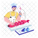 Fish Cutting Fish Preparation Slicing Fish Icon