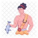 Fish Hunter Fisherman Ancient Person Icon