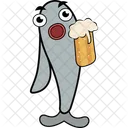 Fish With Beer Glass  Icon