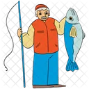 Fisherman Fishing Fishery Icon