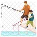 Fishing Fatherhood Dad Son Icon
