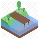 Outdoor Picnic Fishing Place Icon