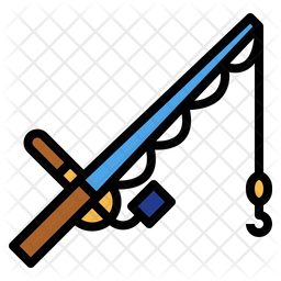 Fishing rod Icon - Download in Colored Outline Style