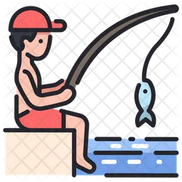 Fishing Icon - Download in Colored Outline Style