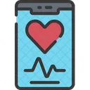 Phone Heart Monitor Mobile Health Care Icon