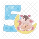 Five Cartoon Number Icon
