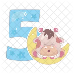 Five number with baby giraffe  Icon