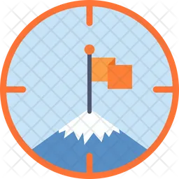 Flag on mountain peak in target  Icon