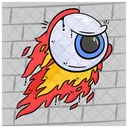 Flaming Eyeball Cartoon Icon