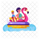 Flamingo Ride Flamingo Raft Flamingo Floating Icon