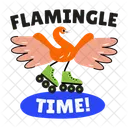 Flamingo Time Skating Bird Icon