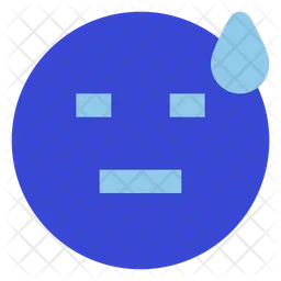 Flat Face Sweat Emoji Icon