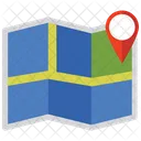 Flat Map With Pins Icon