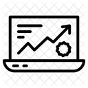 Flecha de gráfico con configuración en monitor portátil  Icono
